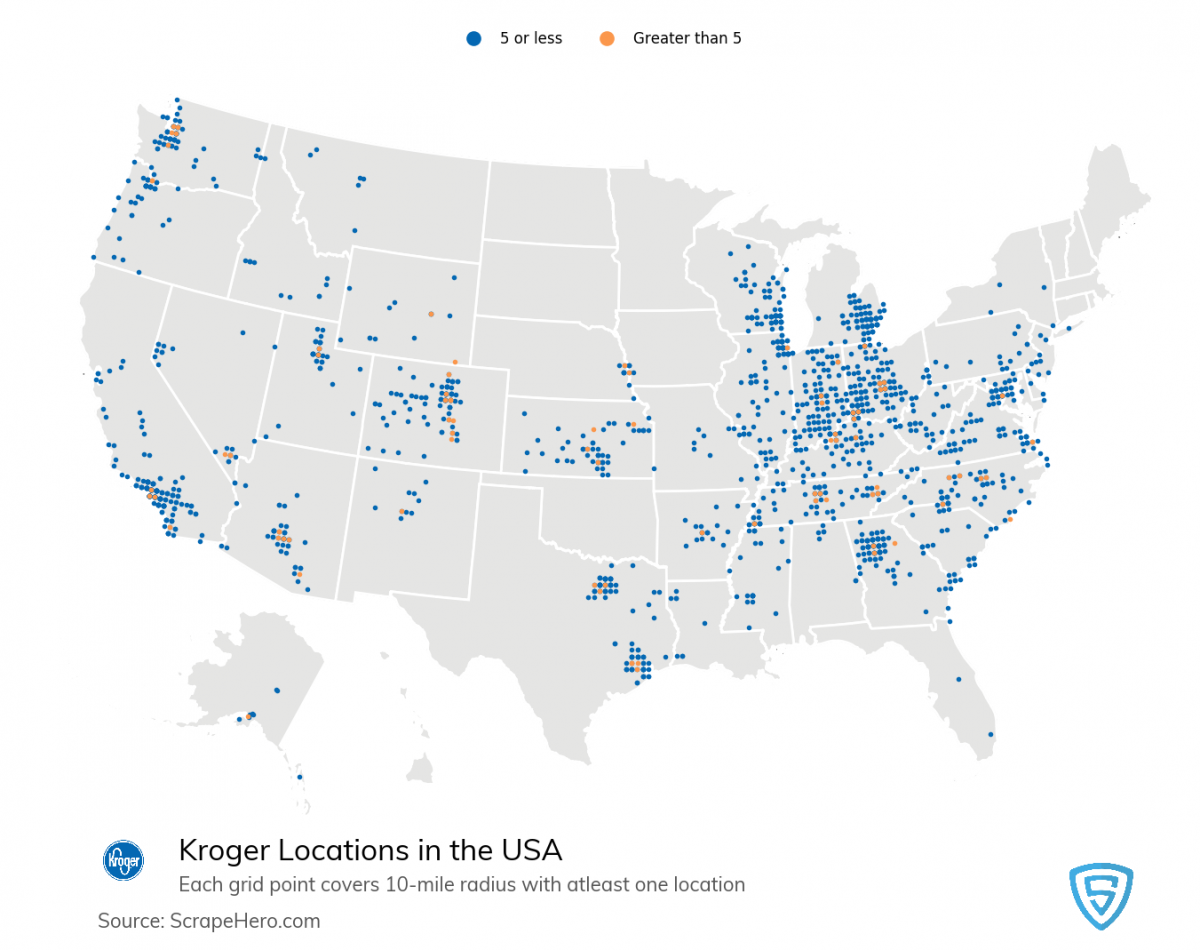 Number of Kroger stores in USA - 2021 Store Location Analysis