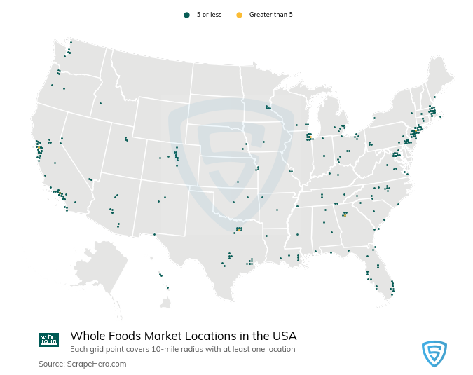 Number of Whole Foods in USA 2021 Store Location Analysis