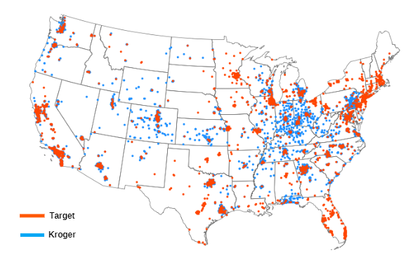 A Look Into The Number Of Kroger Store Locations In The US   Target Vs Kroger Map 