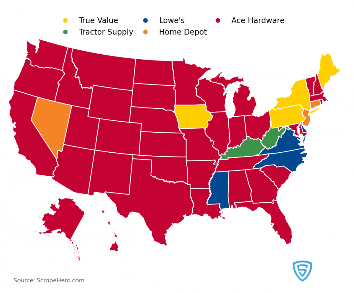 Largest Home Improvement Stores In The US Location Analysis   Statewise Hardware Store Map 1 1200x992 