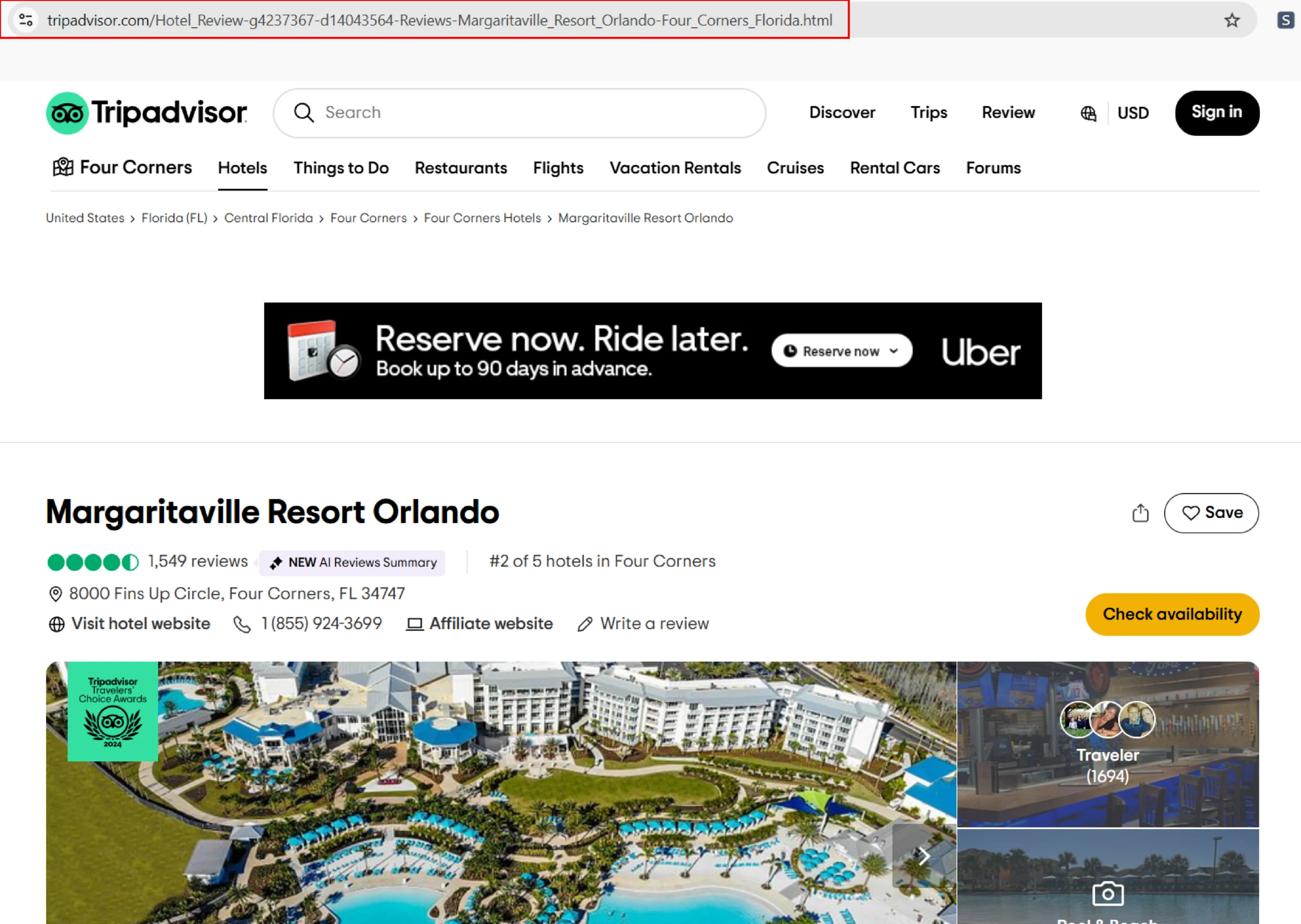 Tripadvisor Review URL from the search results page
