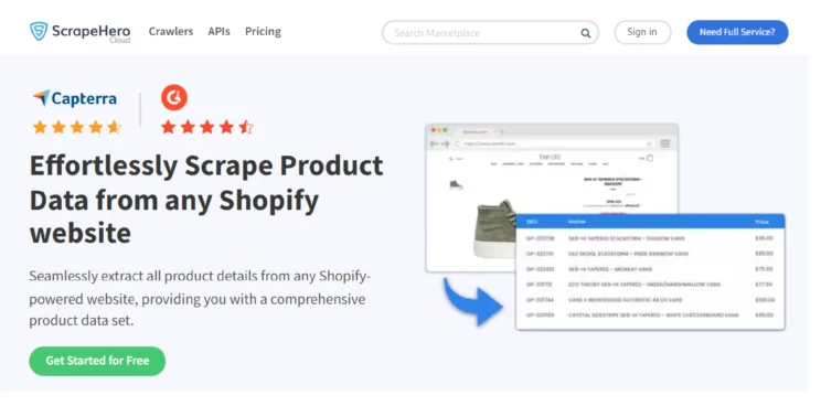 home page of the ScrapeHero Shopify Price Monitoring Scraper