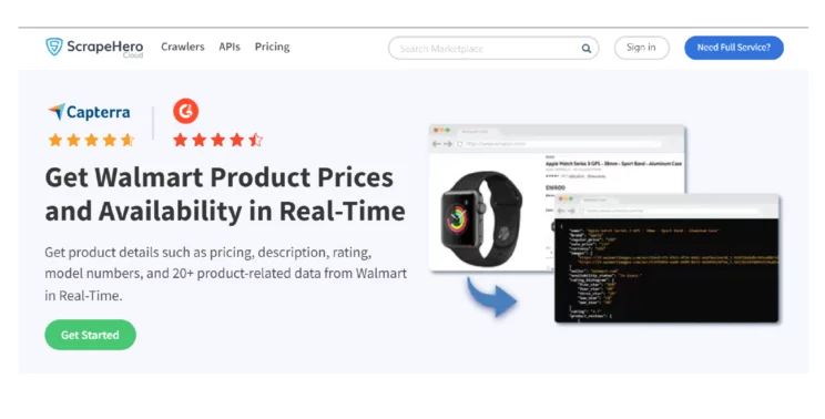 home page of the ScrapeHero Walmart Price Monitoring API