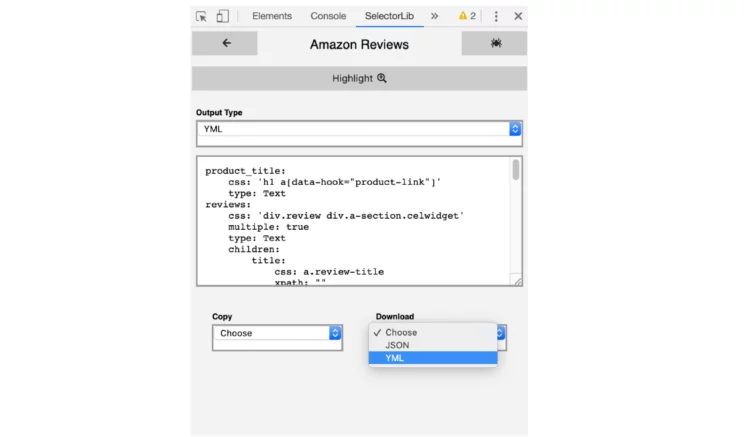 Creating a YAML file for data extraction