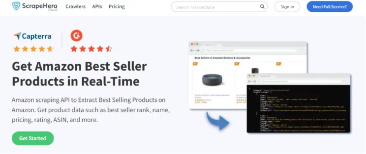 The home page of ScrapeHero Amazon Best Seller API