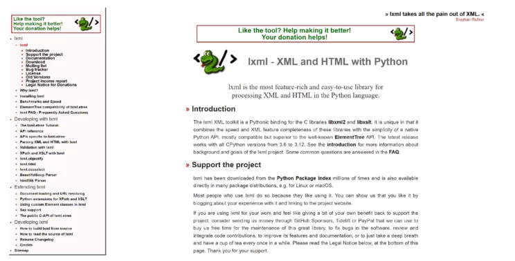 lxml Documentation page