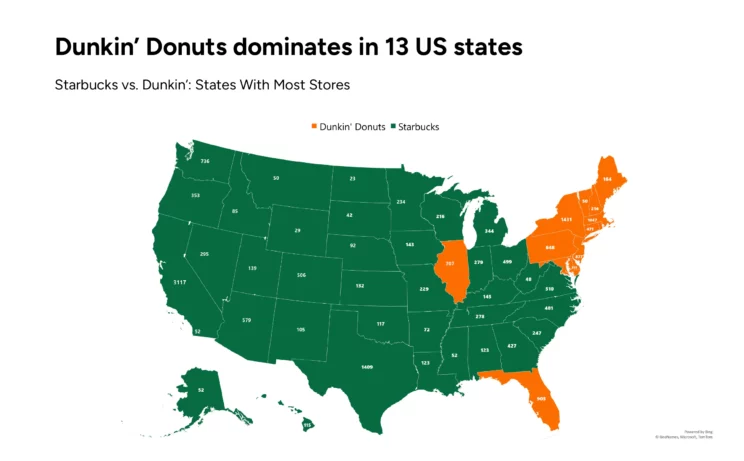 A Dunkin’ vs. Starbucks map