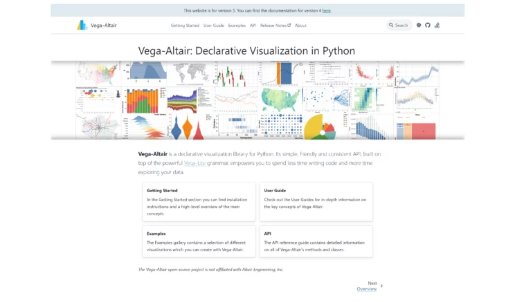 Homepage of Python data visualization library Vega-Altair