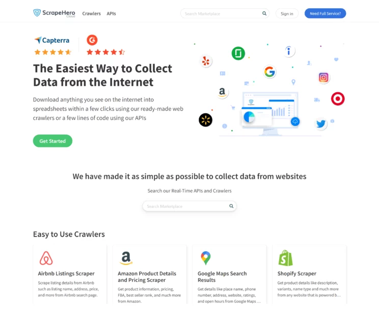 ScrapeHero Cloud Homepage