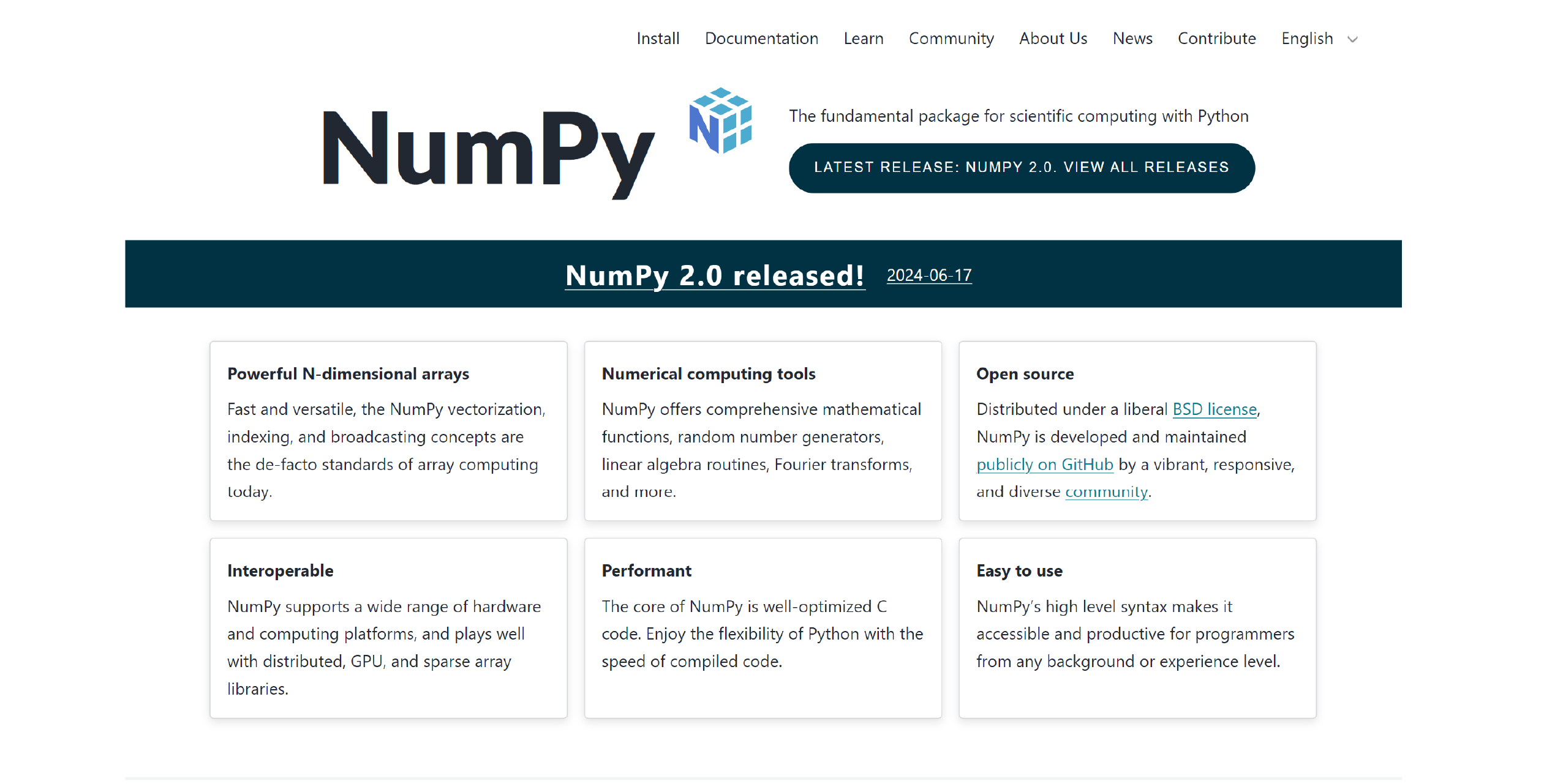 NumPy Homepage