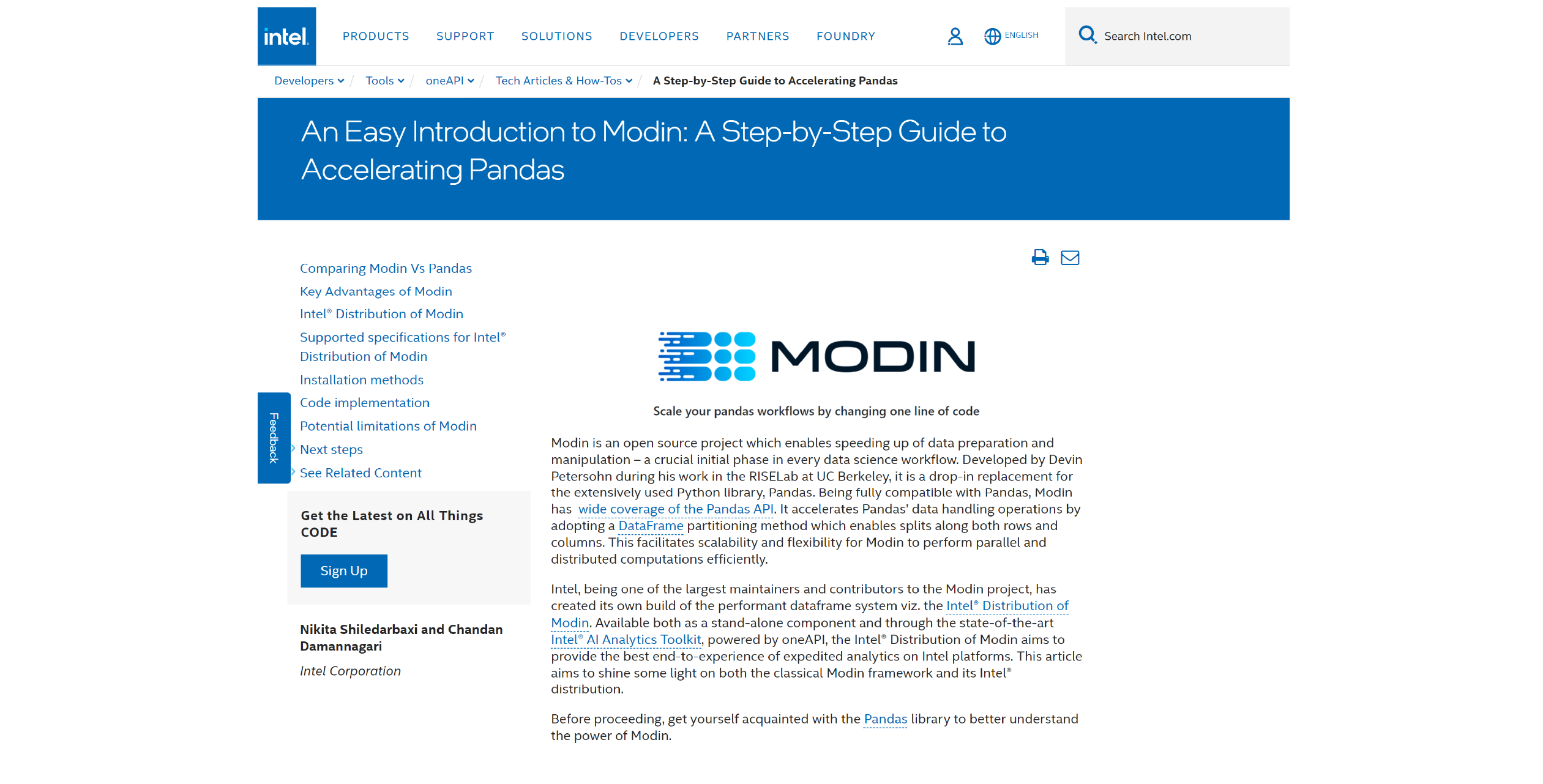 Modin Homepage