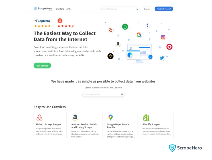 ScrapeHero Web Crawlers Homepage