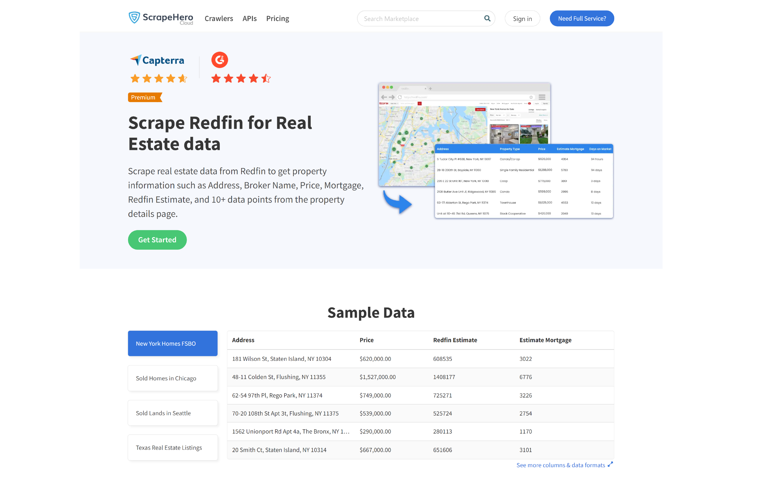 ScrapeHero Redfin Scraper Homepage