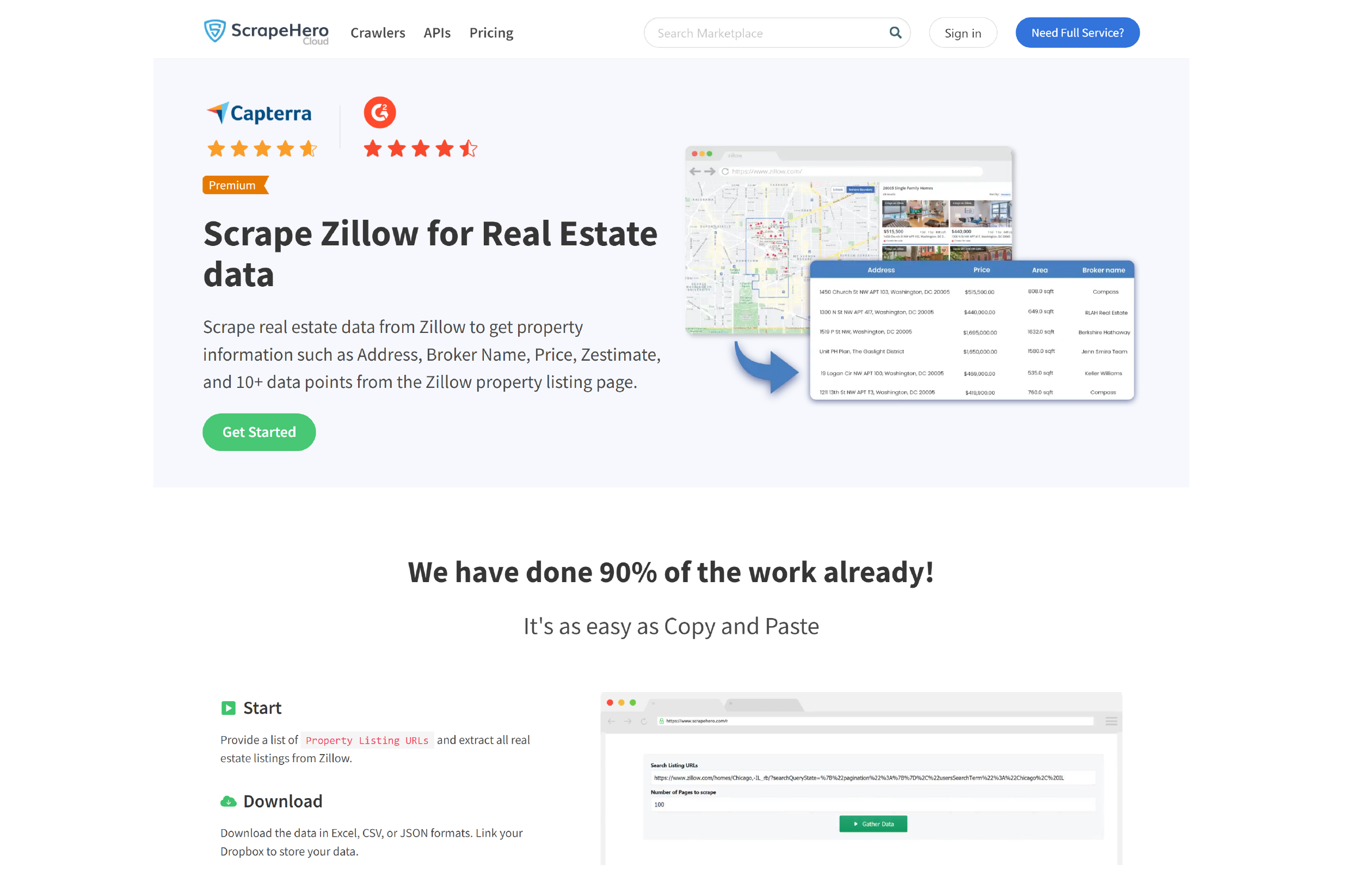 ScrapeHero Zillow Scraper Homepage