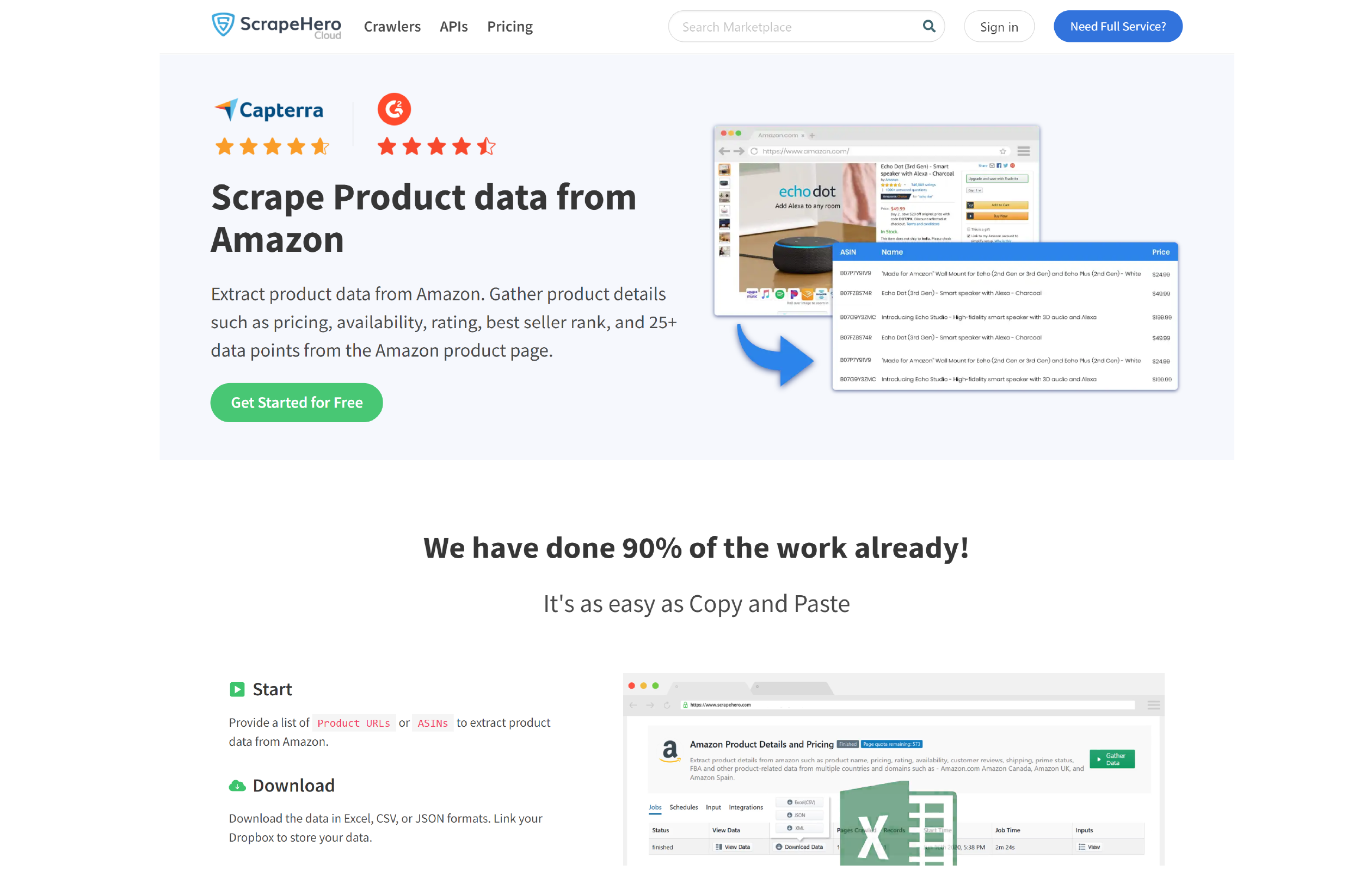 ScrapeHero Amazon Product Details and Pricing Scraper Homepage