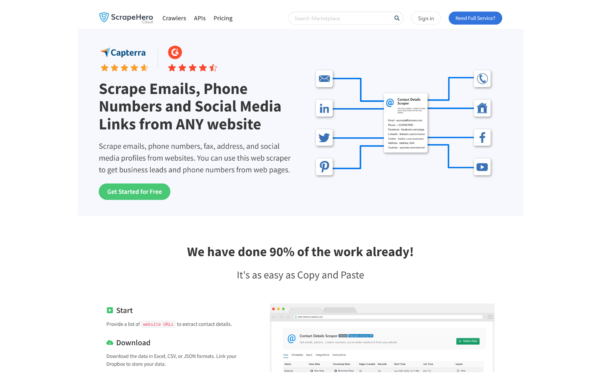  ScrapeHero Emails and Contact Details Scraper Homepage