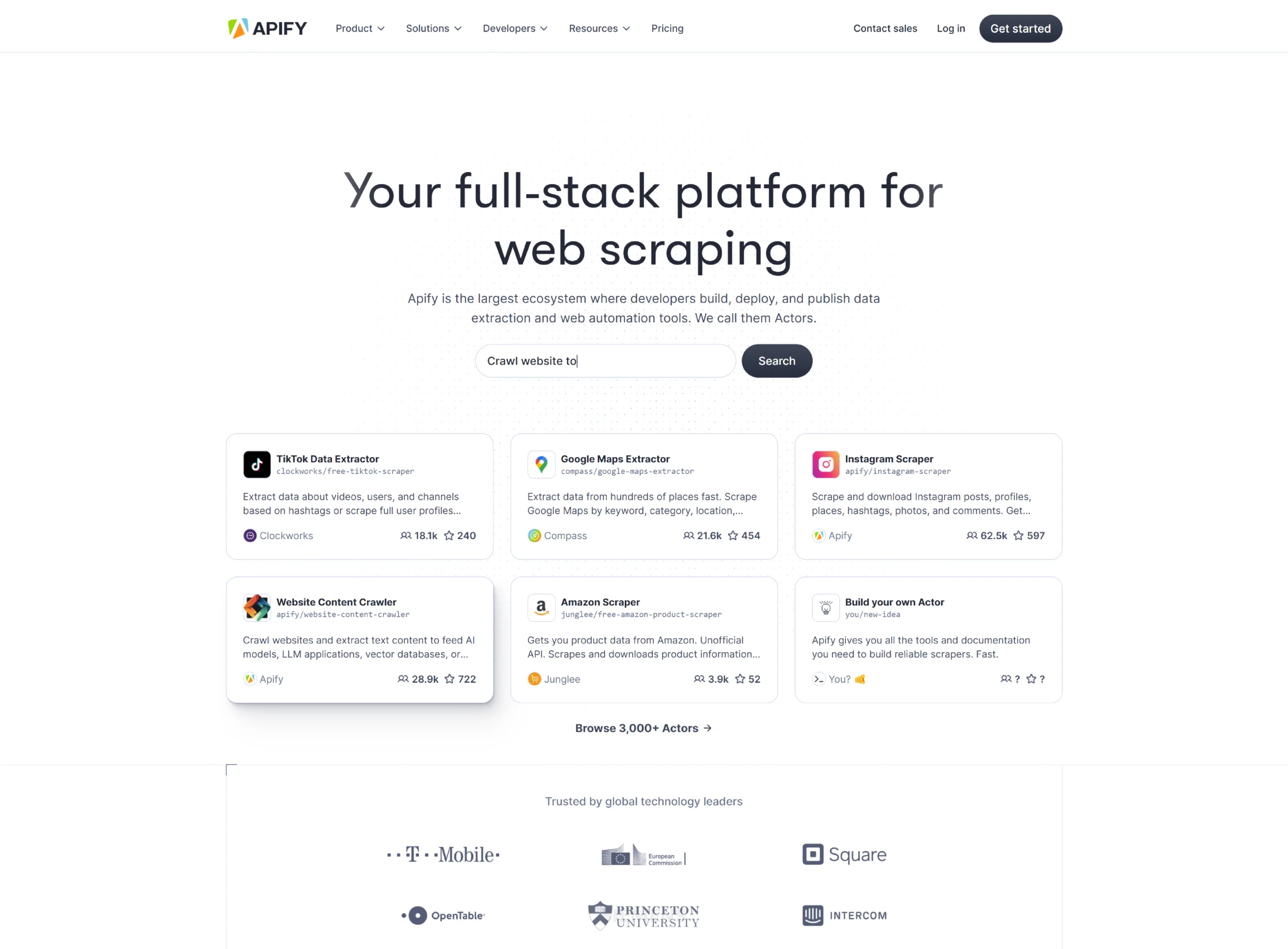 Apify Homepage